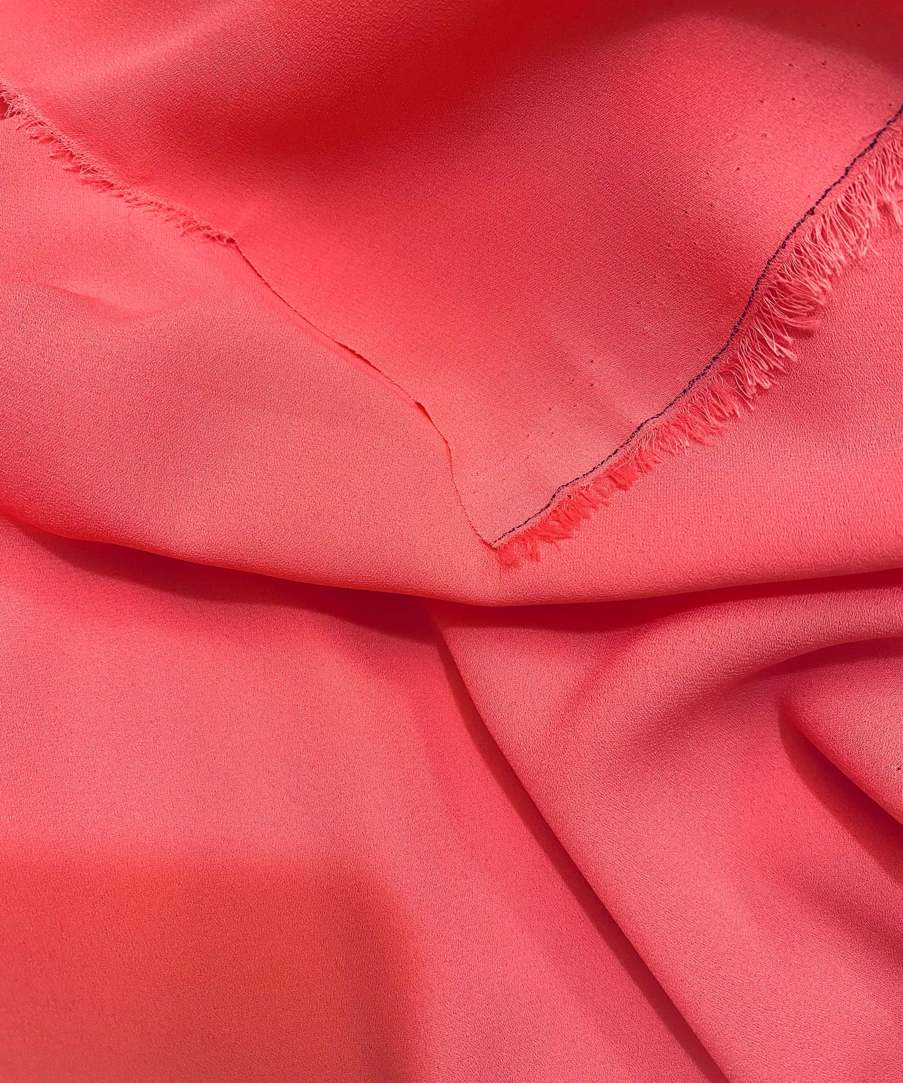 NEW Baroness De Leon Crepe Chiffon (Faux Silk Crepe) in Coral Synthetic