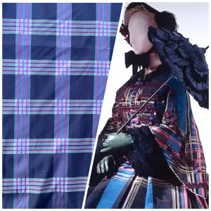 NEW Lady Alexandra Designer 100% Silk Taffeta Purple Fuchsia Pink Plaid Tartan Fabric