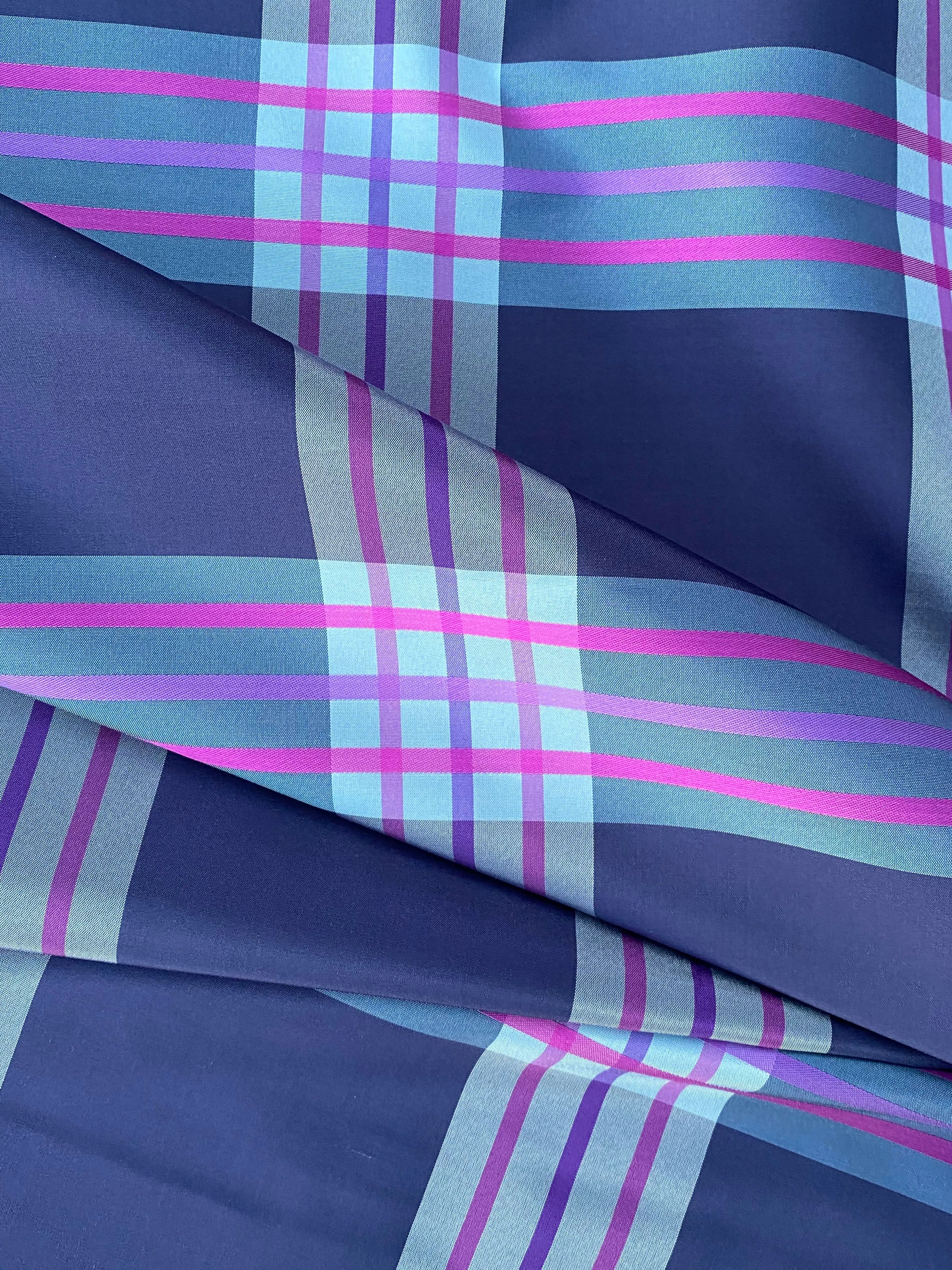 NEW Lady Alexandra Designer 100% Silk Taffeta Purple Fuchsia Pink Plaid Tartan Fabric