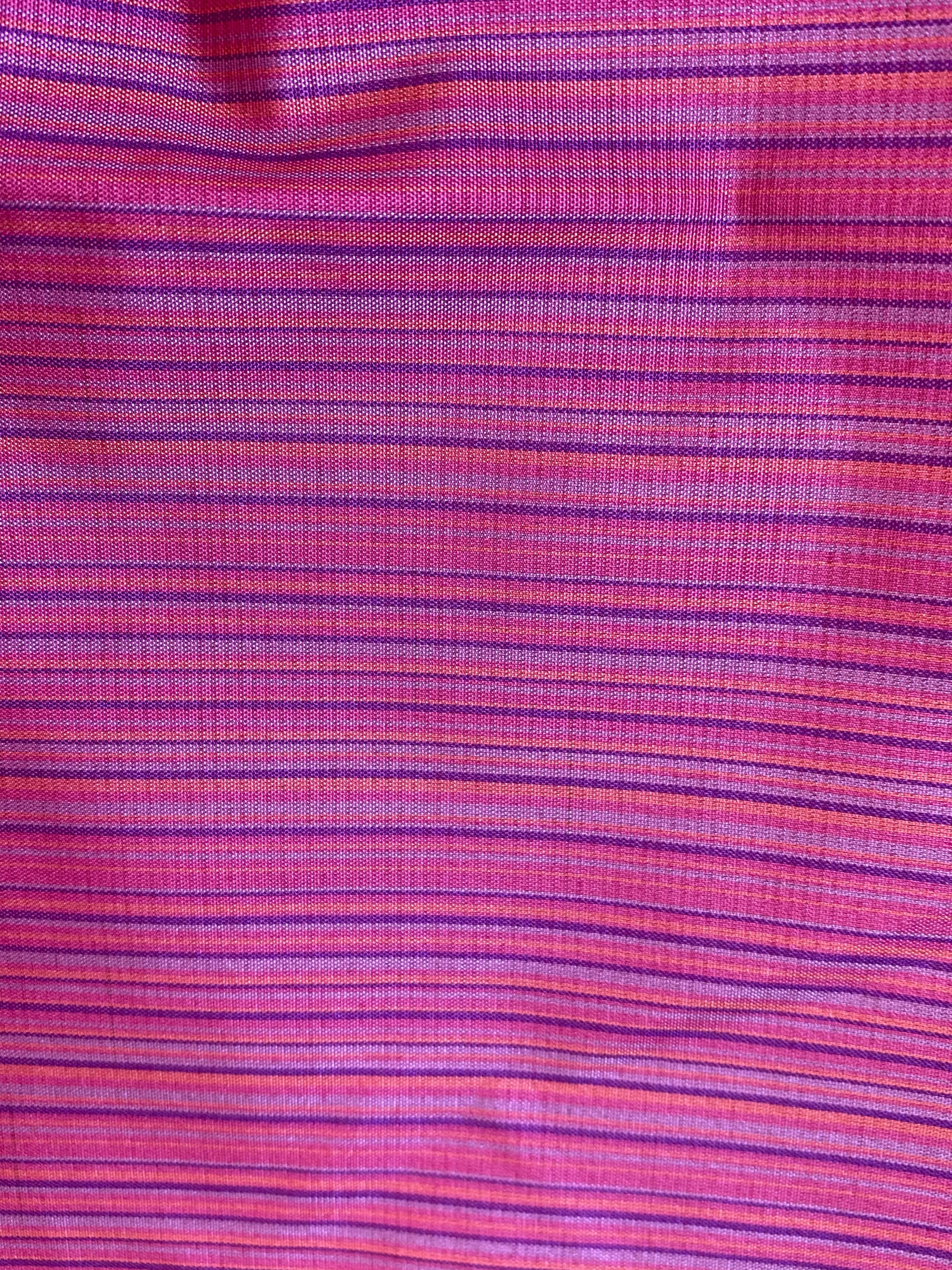 NEW Lady Bardot Designer 100% Silk Taffeta Fabric- Raspberry Pink Purple Stripes