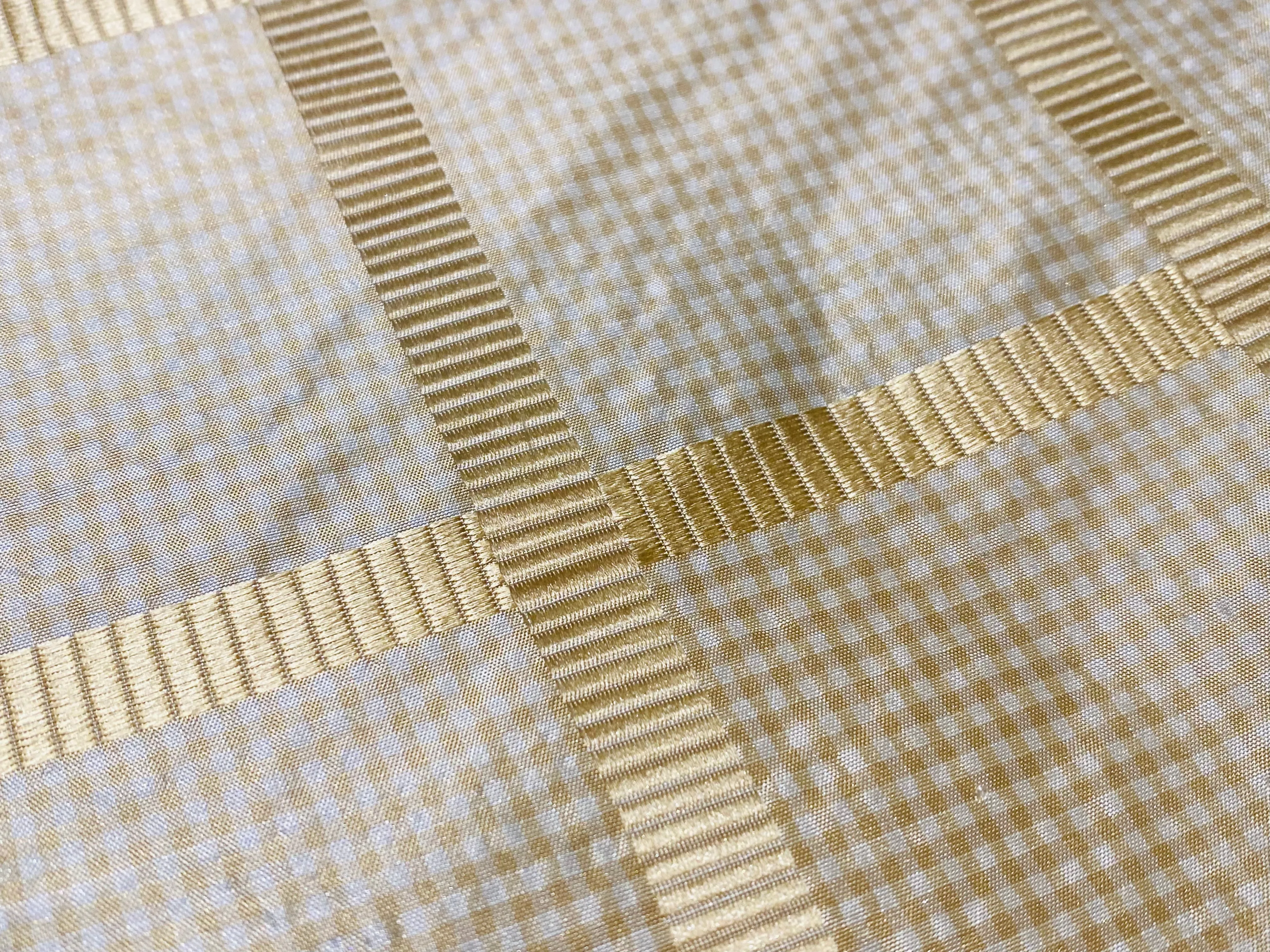 NEW Miss Jaqueline Designer 100% Silk Taffeta Gingham Ribbon Square Stripes Fabric - Yellow SB_6_27