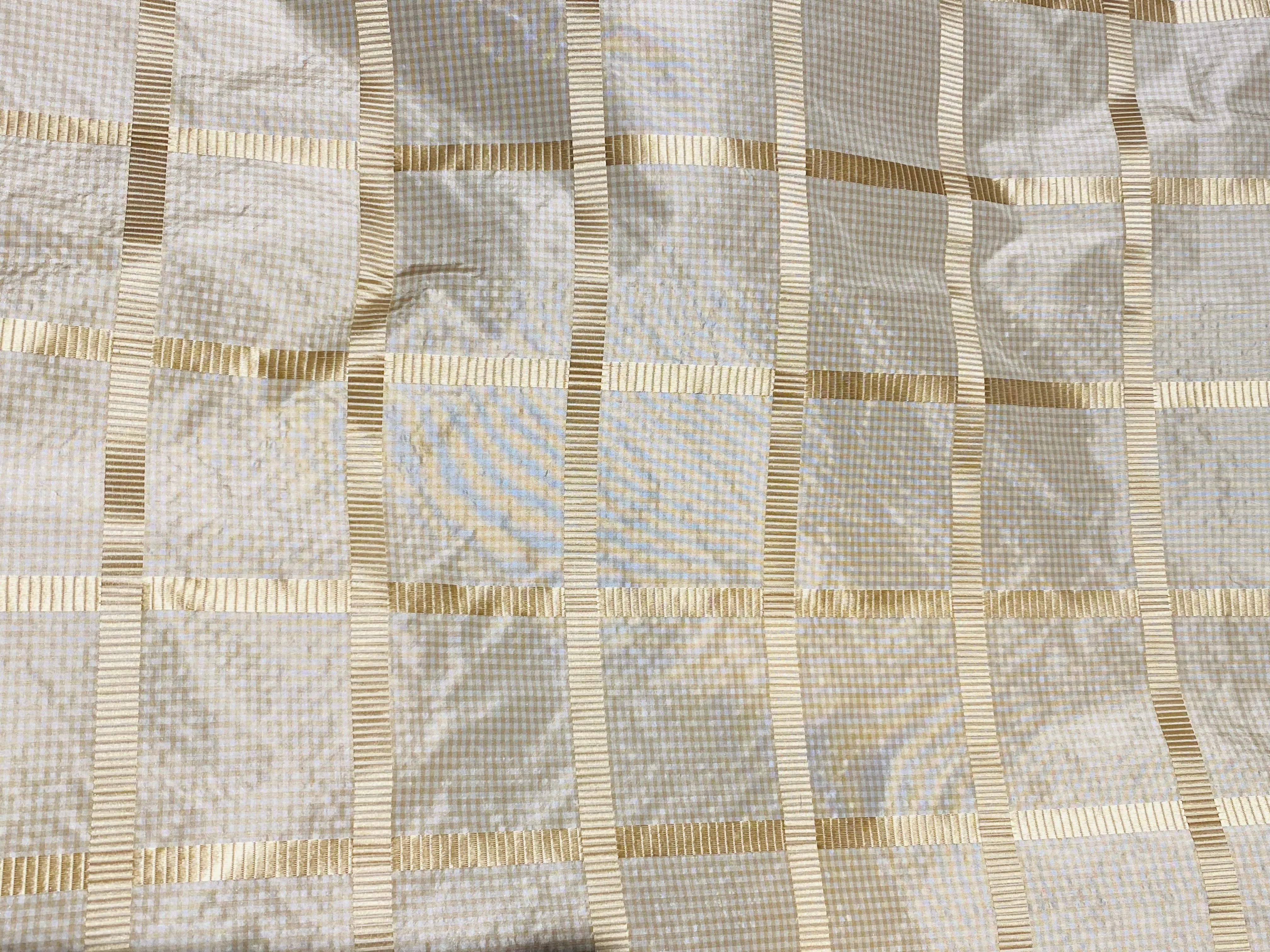 NEW Miss Jaqueline Designer 100% Silk Taffeta Gingham Ribbon Square Stripes Fabric - Yellow SB_6_27