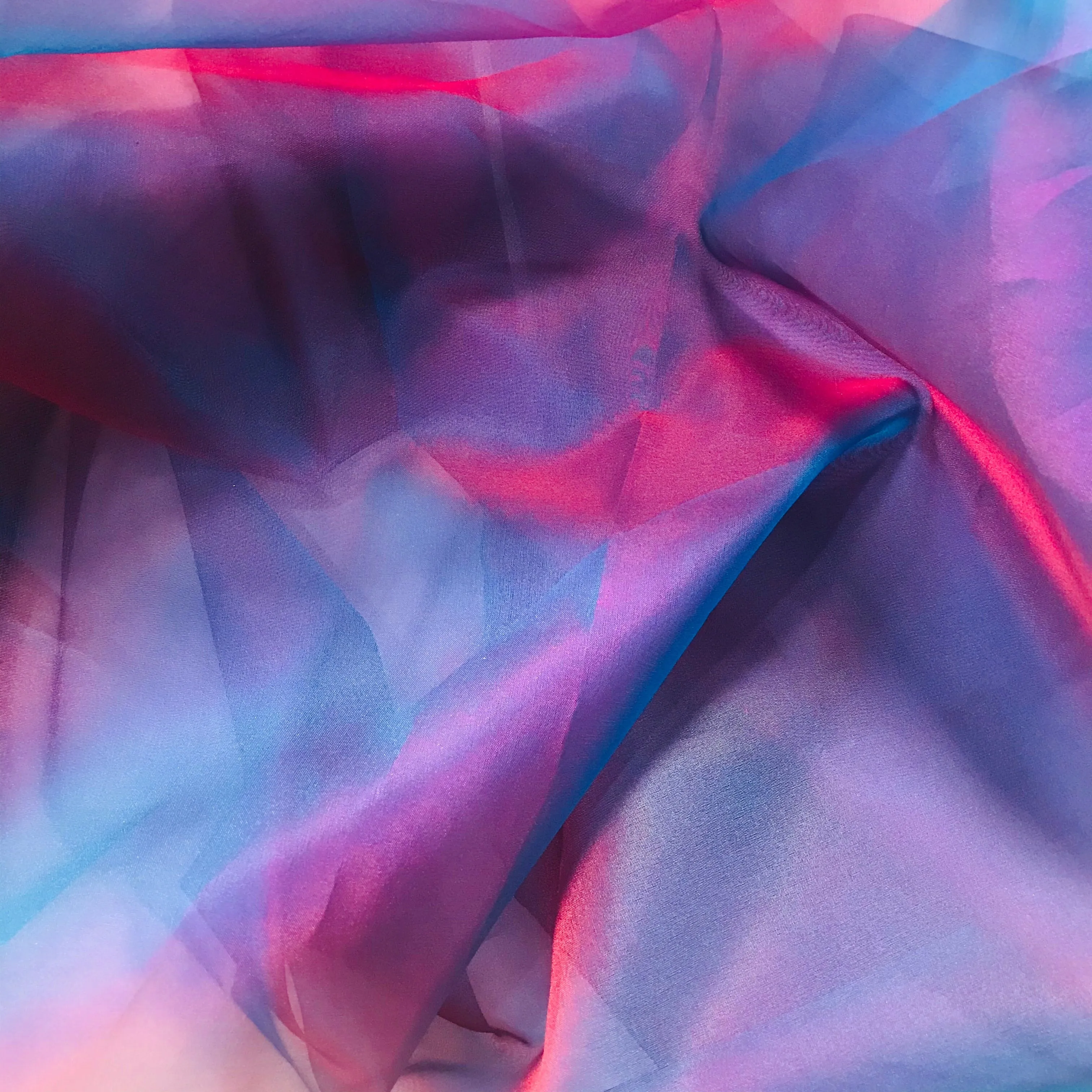 NEW Princess Charmayanne 100% Silk Organza Jewel Blue & Magenta Iridescent Fabric