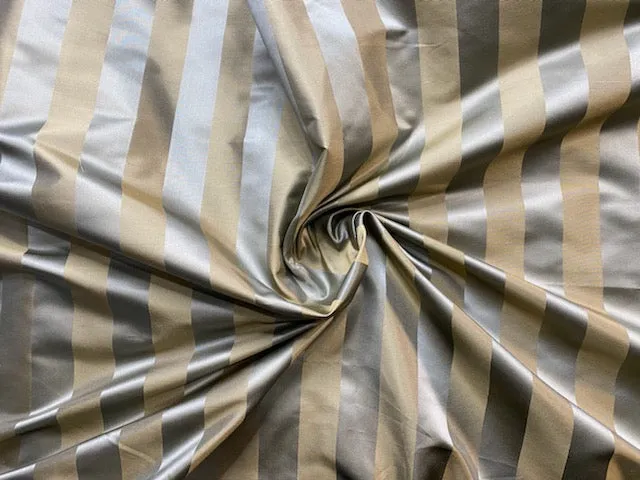 NEW Princess Sophie 100% Silk Fabric Silver and Gold Stripes