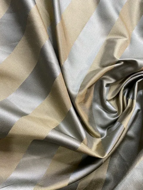 NEW Princess Sophie 100% Silk Fabric Silver and Gold Stripes