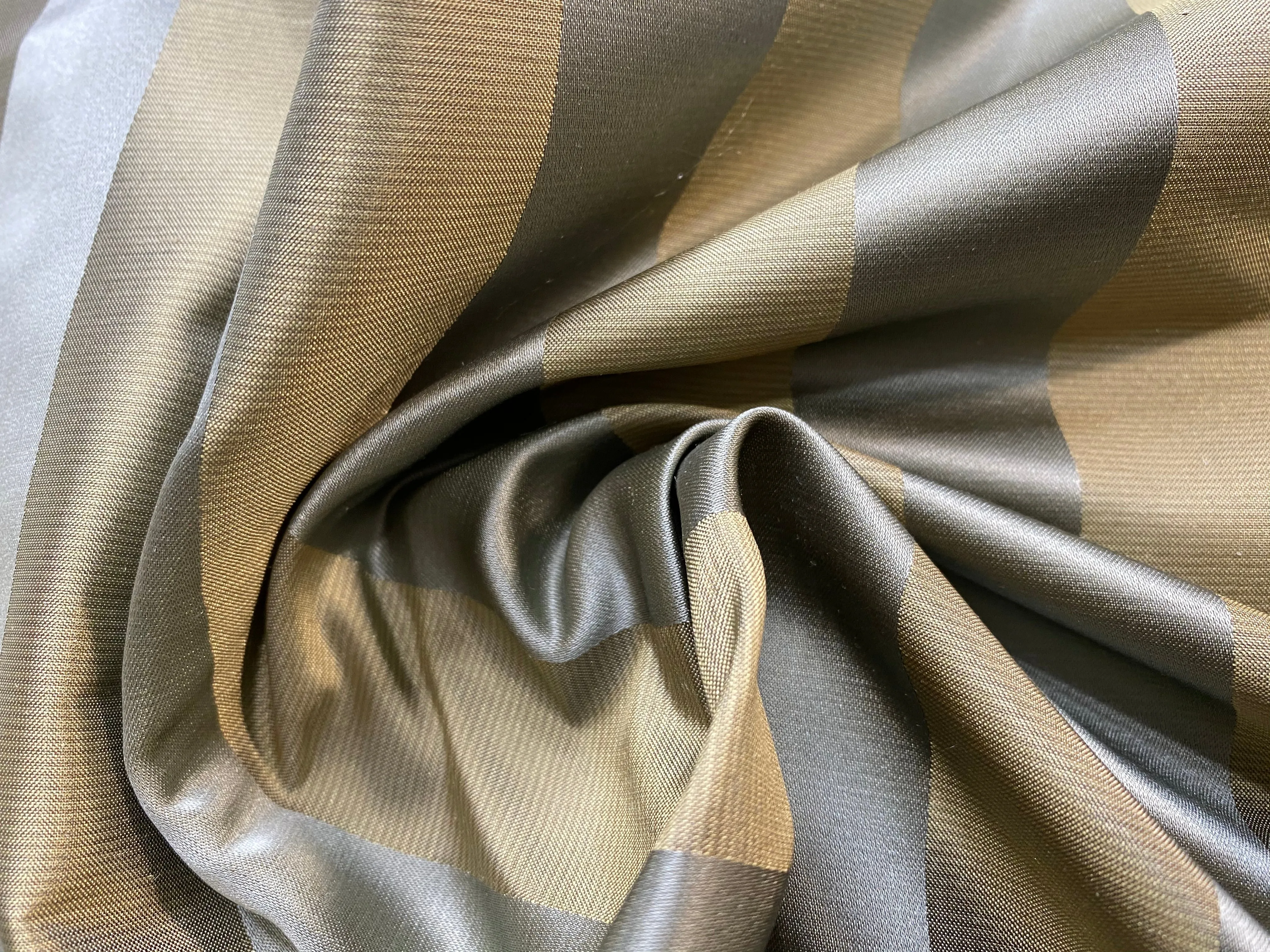 NEW Princess Sophie 100% Silk Fabric Silver and Gold Stripes