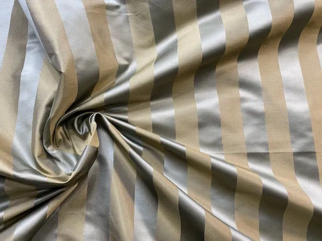 NEW Princess Sophie 100% Silk Fabric Silver and Gold Stripes