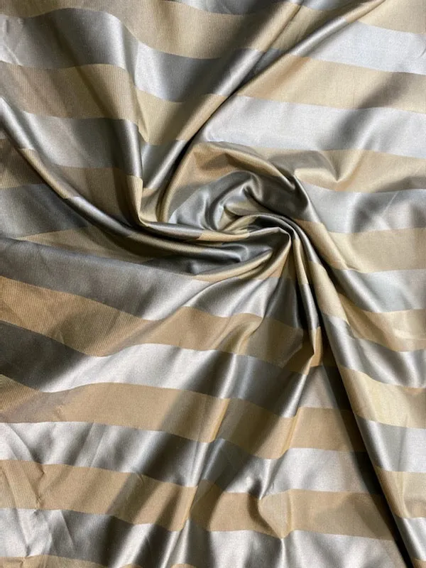 NEW Princess Sophie 100% Silk Fabric Silver and Gold Stripes