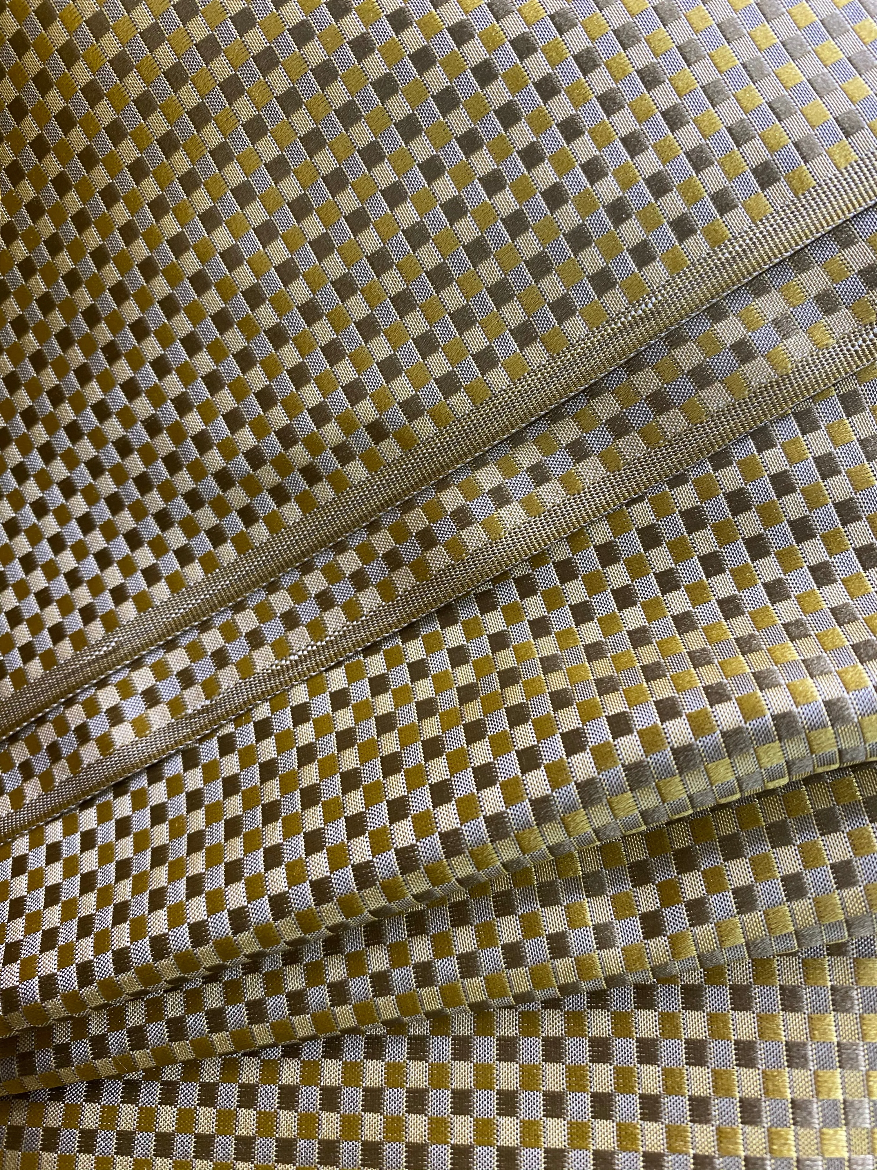 NEW Queen Alyssa 100% Silk Taffeta Basketweave Motif Fabric - Yellow