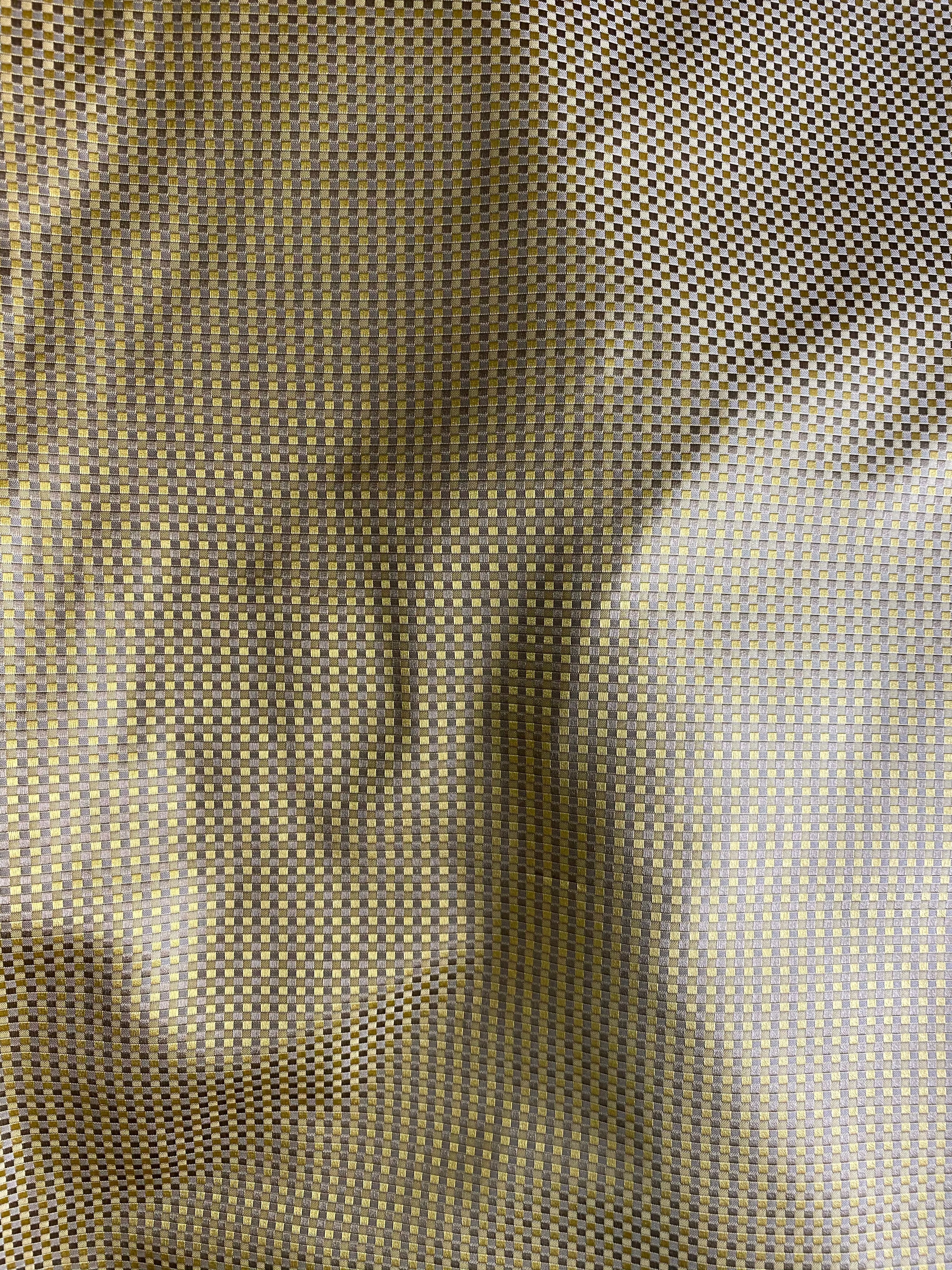 NEW Queen Alyssa 100% Silk Taffeta Basketweave Motif Fabric - Yellow