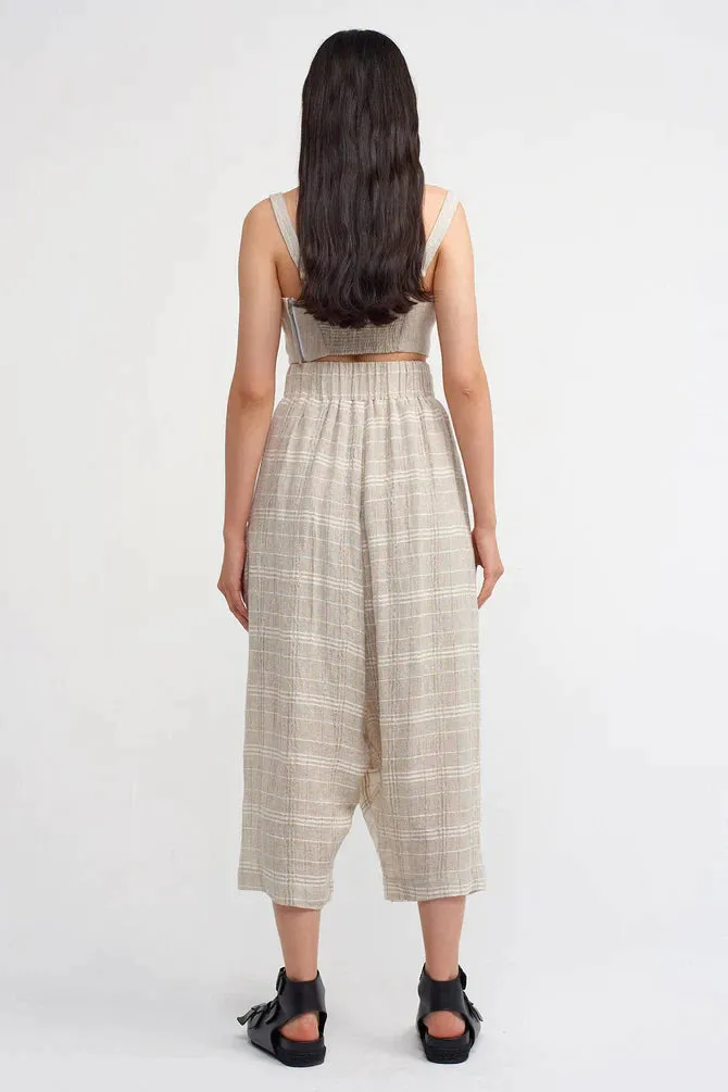 Nu Checkered Harem Trousers Light Grey