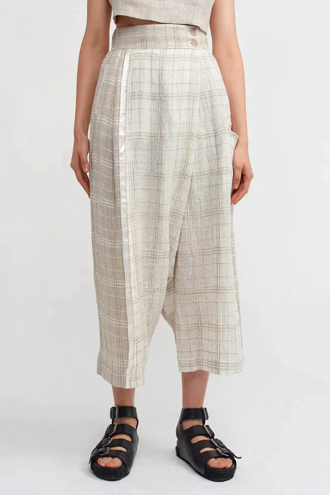 Nu Checkered Harem Trousers Light Grey