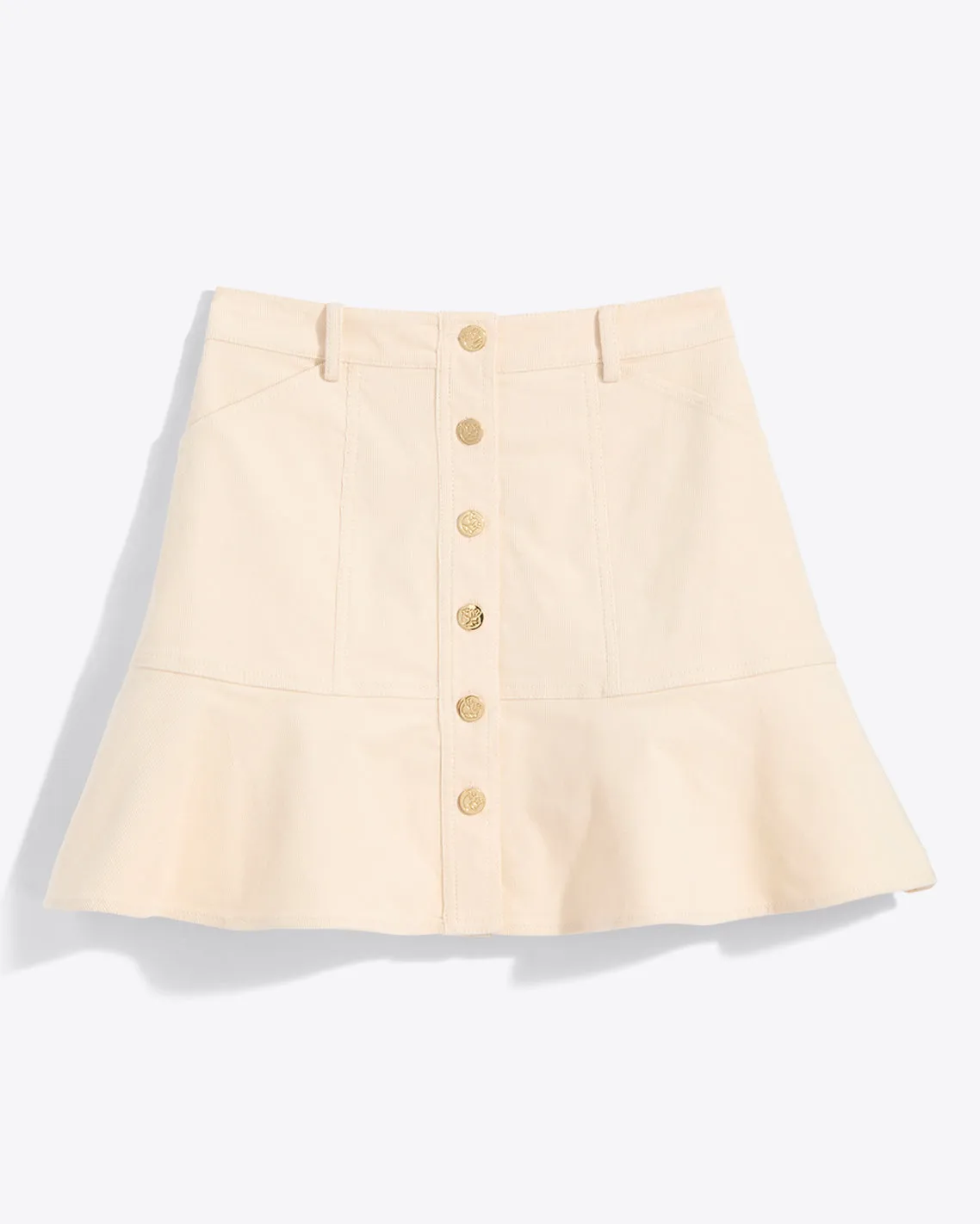 Peplum Mini Skirt in Stretch Corduroy