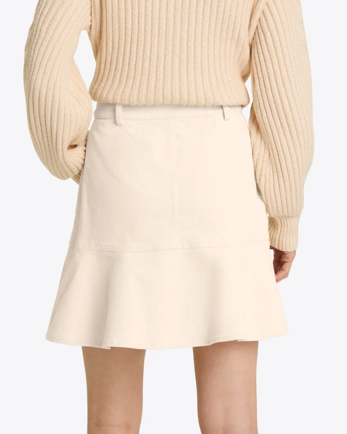 Peplum Mini Skirt in Stretch Corduroy