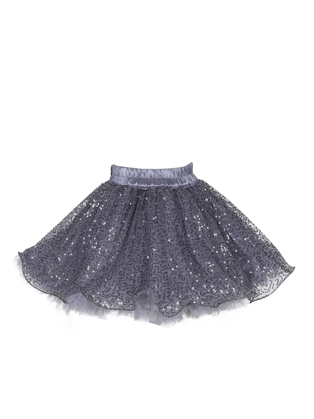 Pink Chick Sequins Skirt -Grey