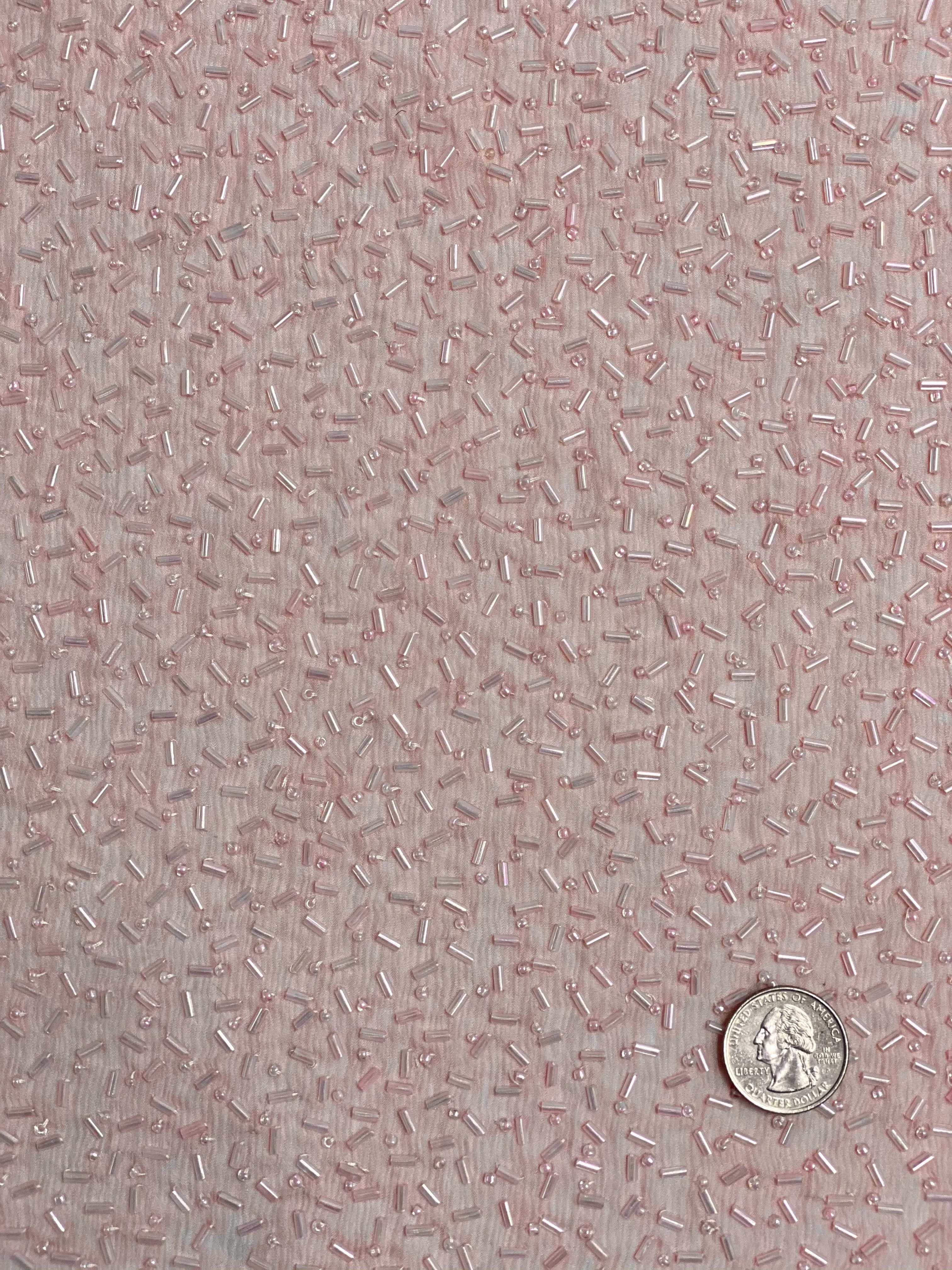 Pink Sequin & Beads On Silk Chiffon JEC-148-5 Fabric