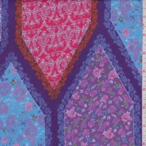 Purple/Berry Floral Diamond Crepe Fabric