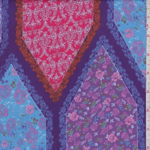 Purple/Berry Floral Diamond Crepe Fabric