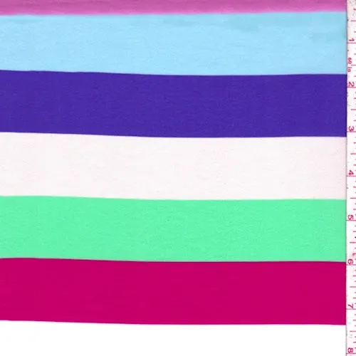 Purple/Pink/Green Multi Stripe Crepe De Chine Fabric