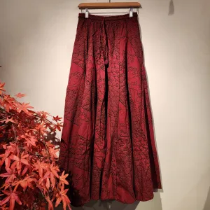 Red Mahogany Two Waves 8 Panel Long Skirt