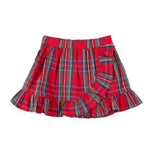 Red Tartan Plaid Ruffle Wrap Skirt