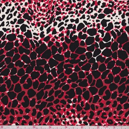 Red/White/Black Animal Print Crepe Georgette Fabric