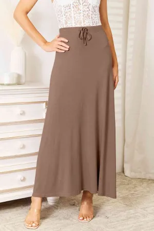 Reya Soft Rayon Drawstring Waist Maxi Skirt Rayon