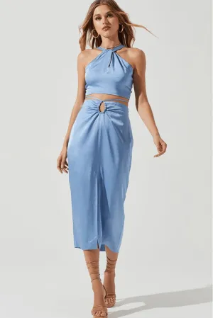 Robin Cut Out Midi Skirt Blue