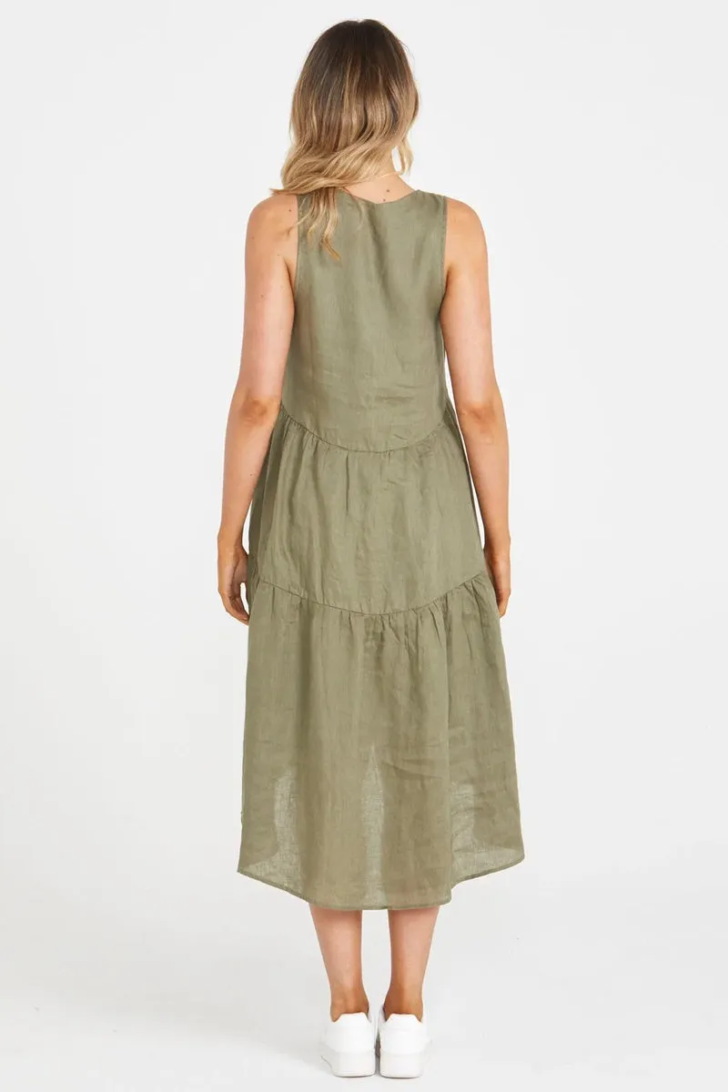 Sass - Alina Midi Dress - Khaki