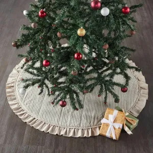 Sawyer Mill Charcoal Ticking Stripe Christmas Tree Skirt 48 VHC Brands