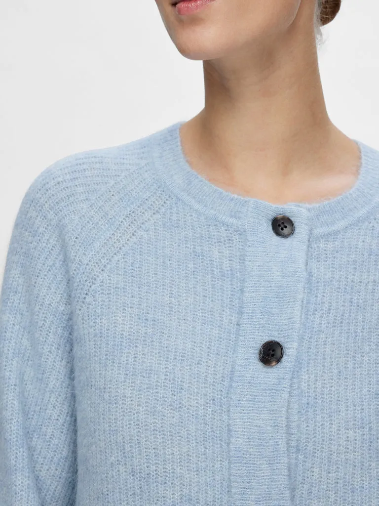 Selected Femme Lulu Short Cardigan in Cashmere Blue