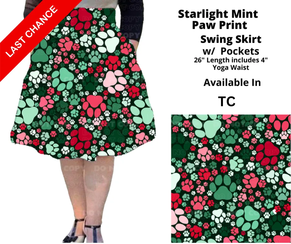 Starlight Mint Paw Print Swing Skirt