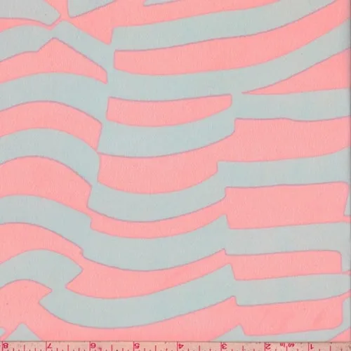 Stone/Neon Pink Abstract Stripe Georgette Fabric