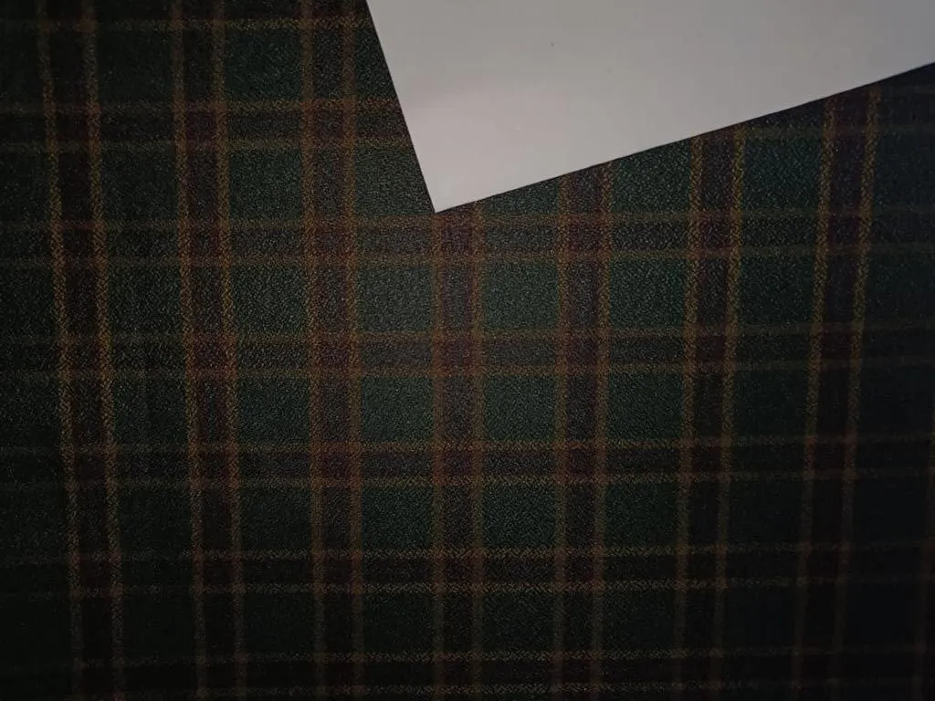 Tweed Suiting Heavy weight premium Fabric dark green, aubergine and yellow Plaids 58" wide [12865]