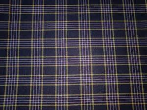 Tweed Suiting Heavy weight premium Fabric navy blue ,purple and yellow Plaids 58" wide