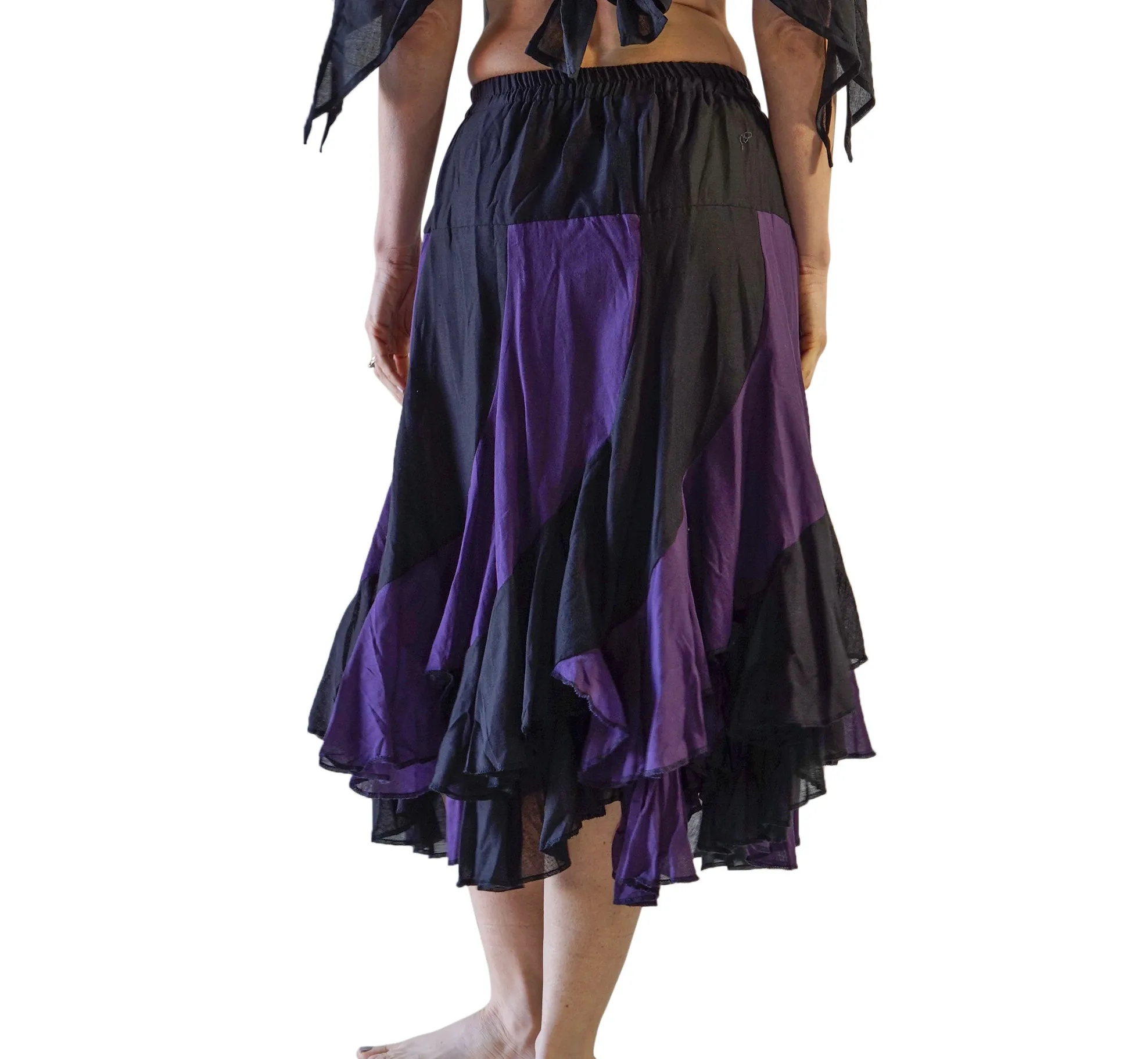 'Two Layer' Alternating Panel Skirt - Black / Purple