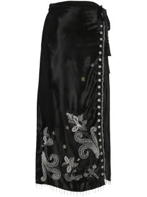 Velvet Pareo Skirt with Embroidery