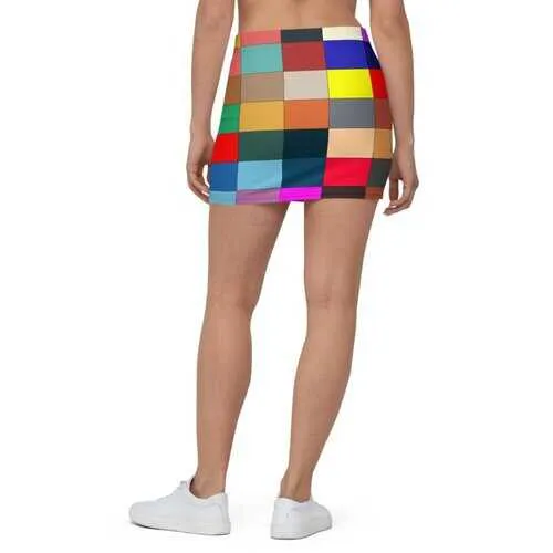 Womens Skirts, Multicolor Block Style Mini Skirt