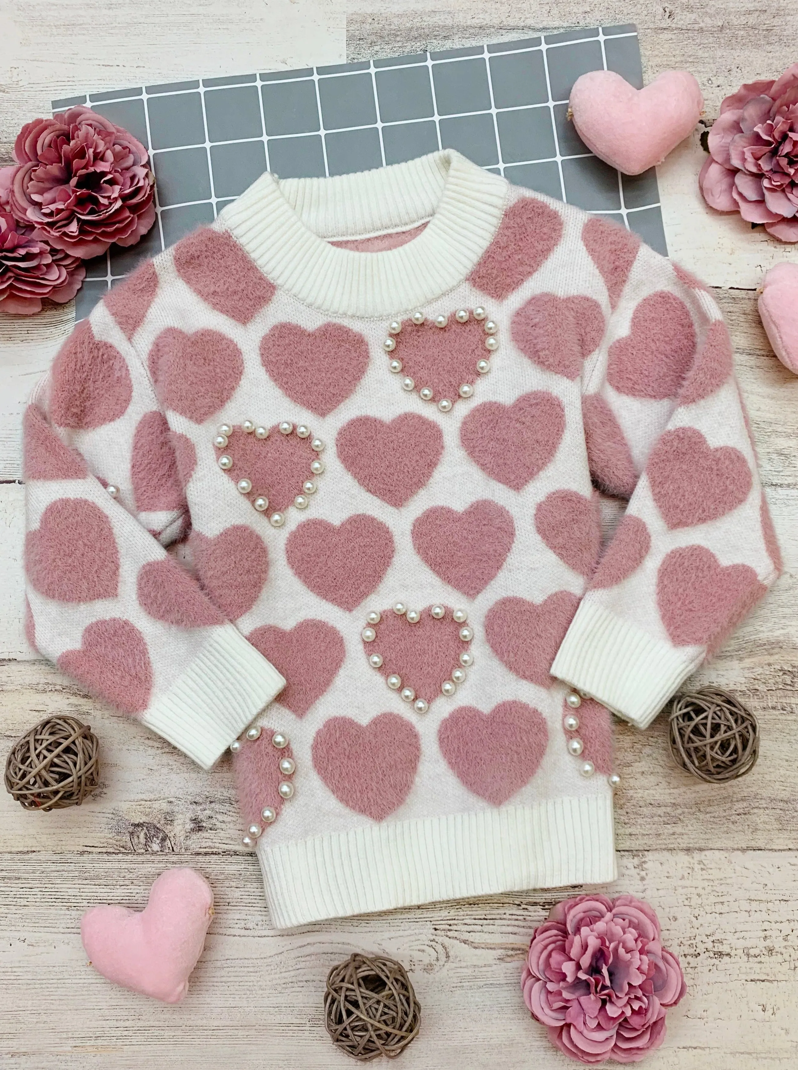 You Warm My Heart Pearl Knit Sweater