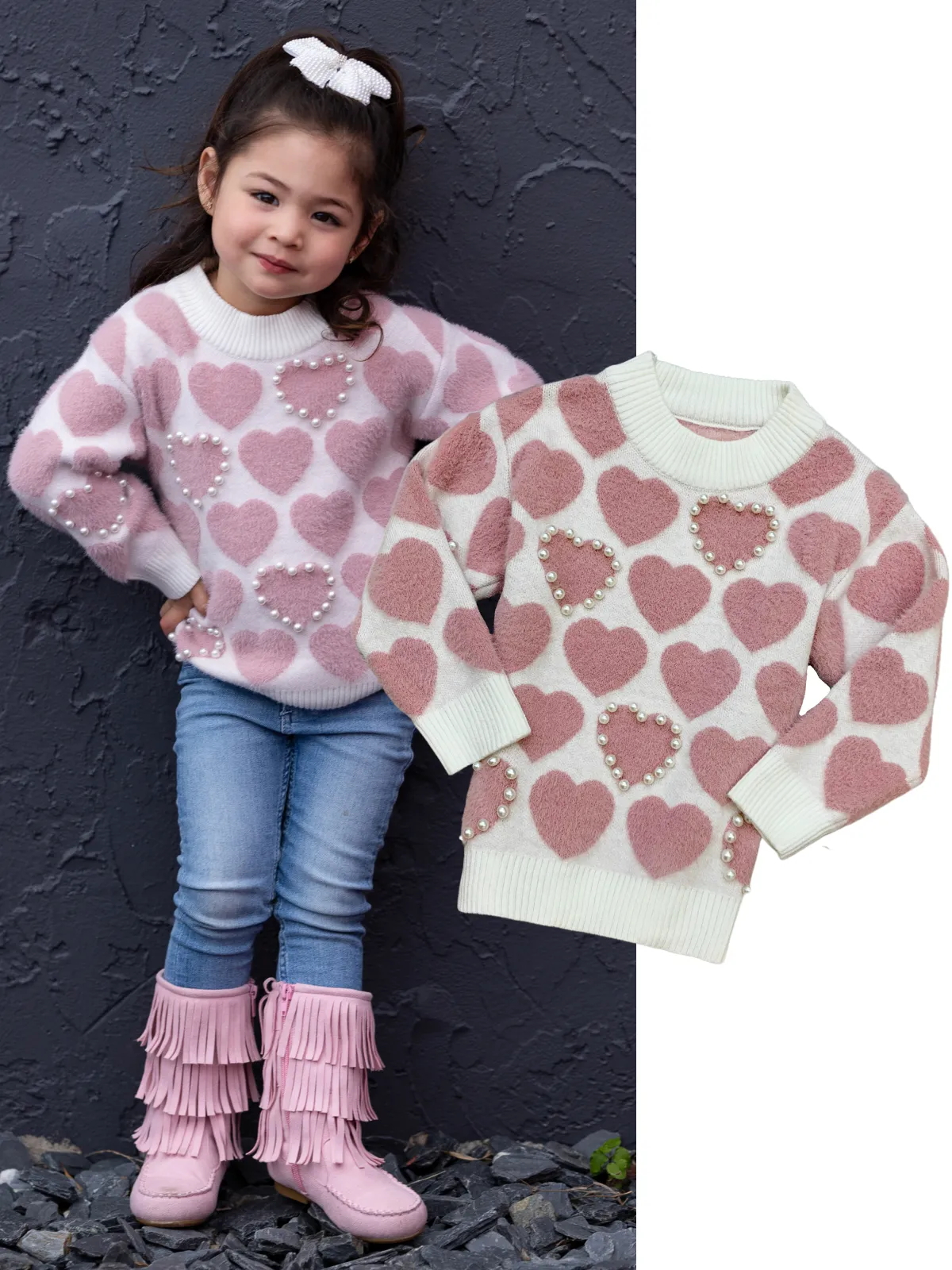 You Warm My Heart Pearl Knit Sweater